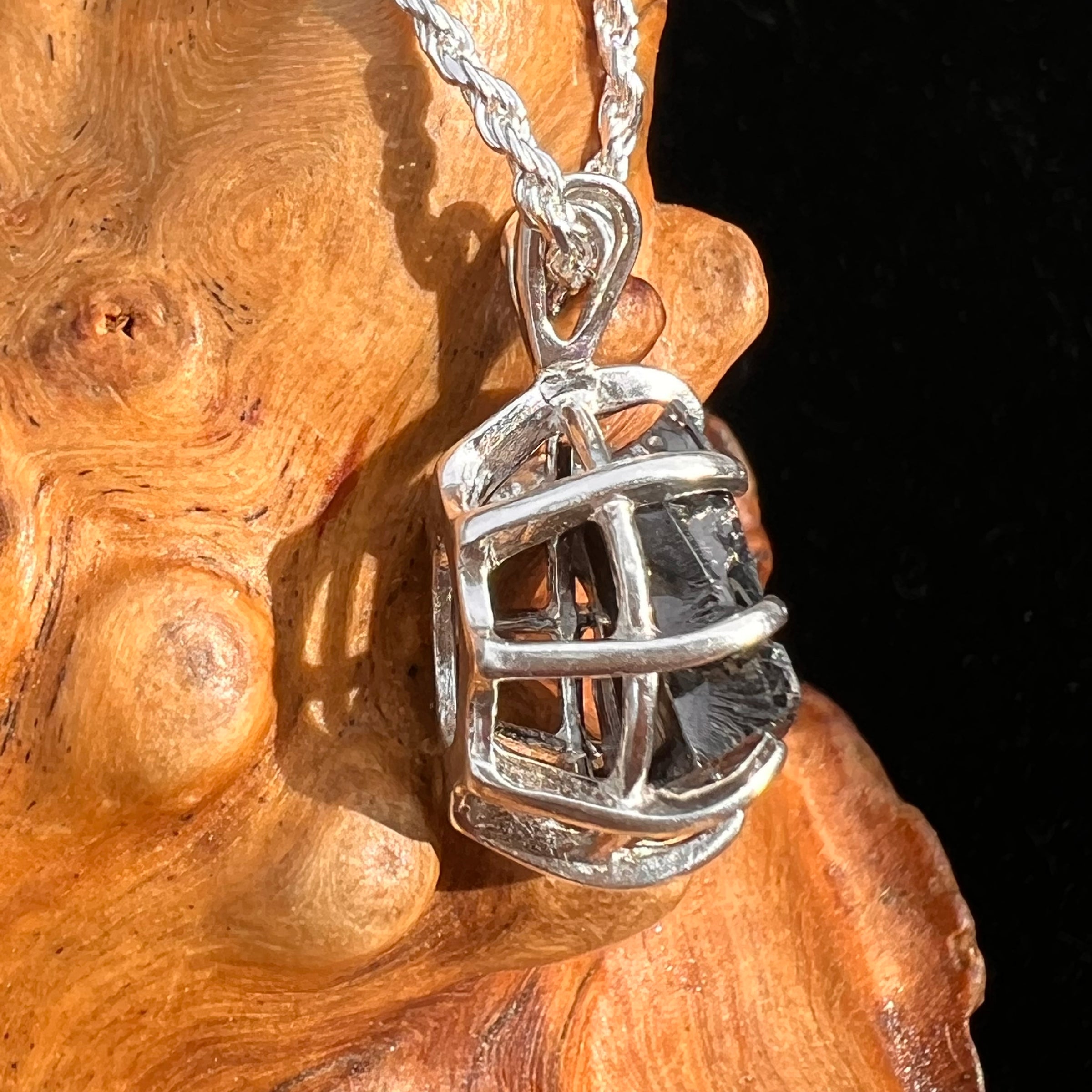 Raw Shungite Pendant Silver Elite Noble #7184-Moldavite Life