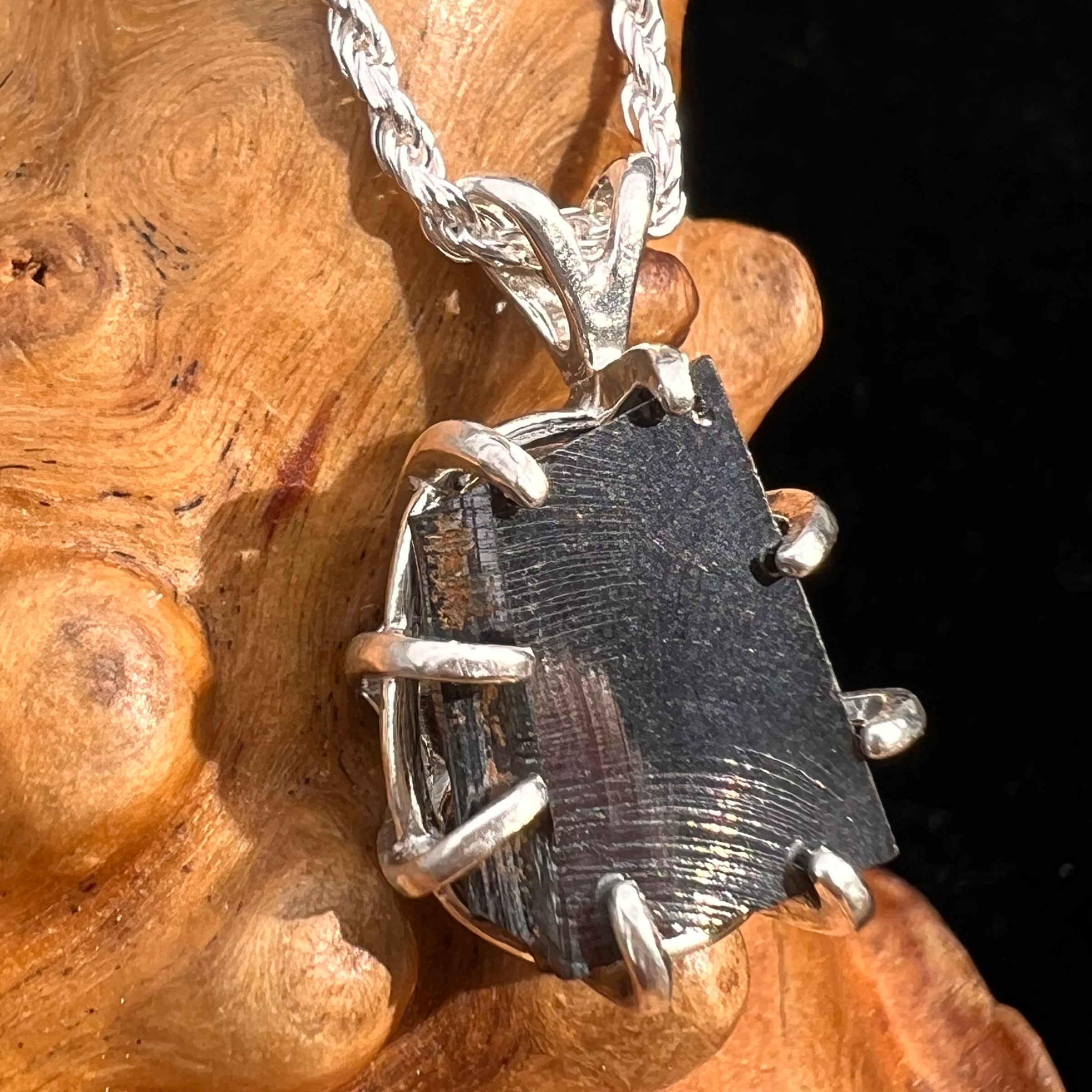 Raw Shungite Pendant Silver Elite Noble #7188-Moldavite Life