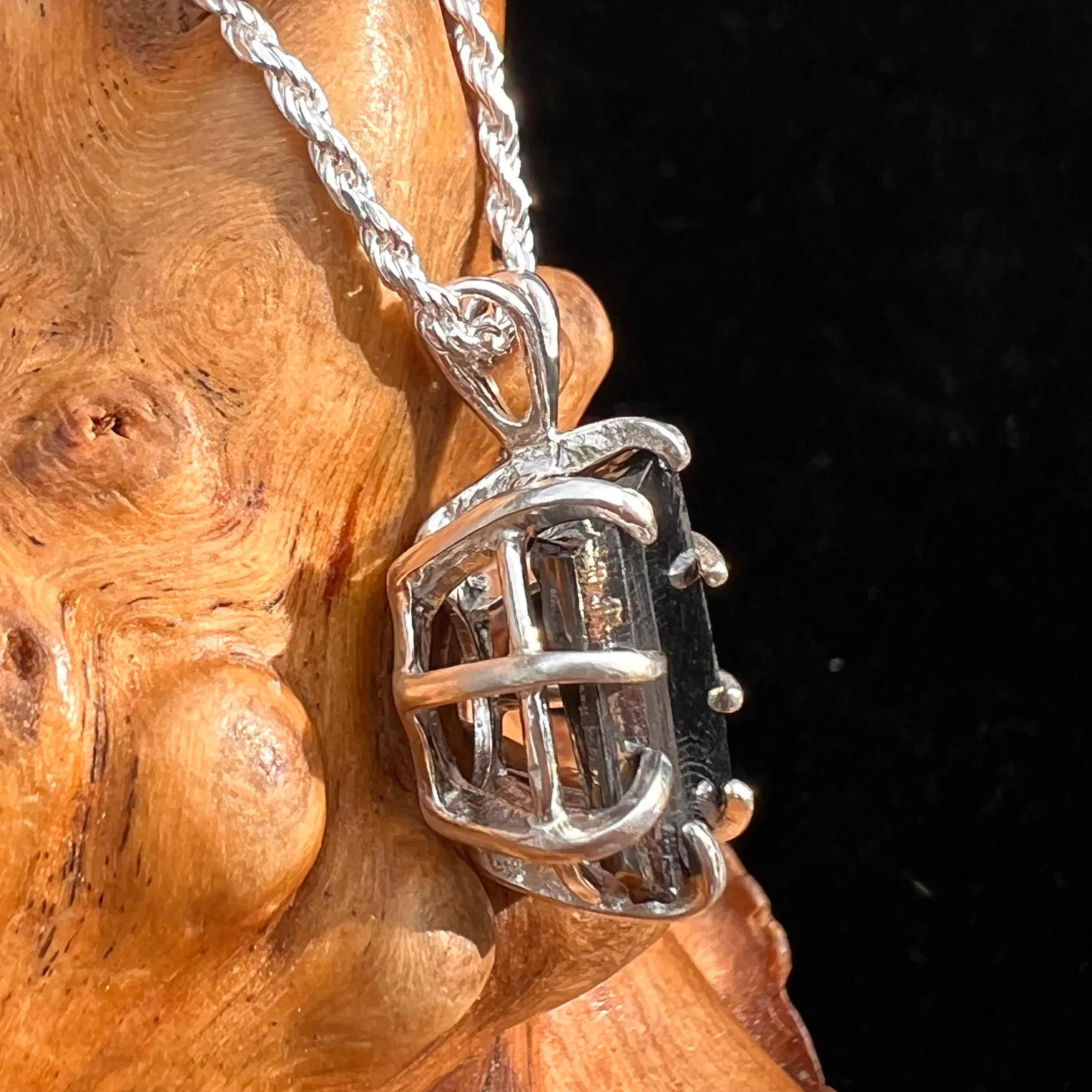 Raw Shungite Pendant Silver Elite Noble #7188-Moldavite Life