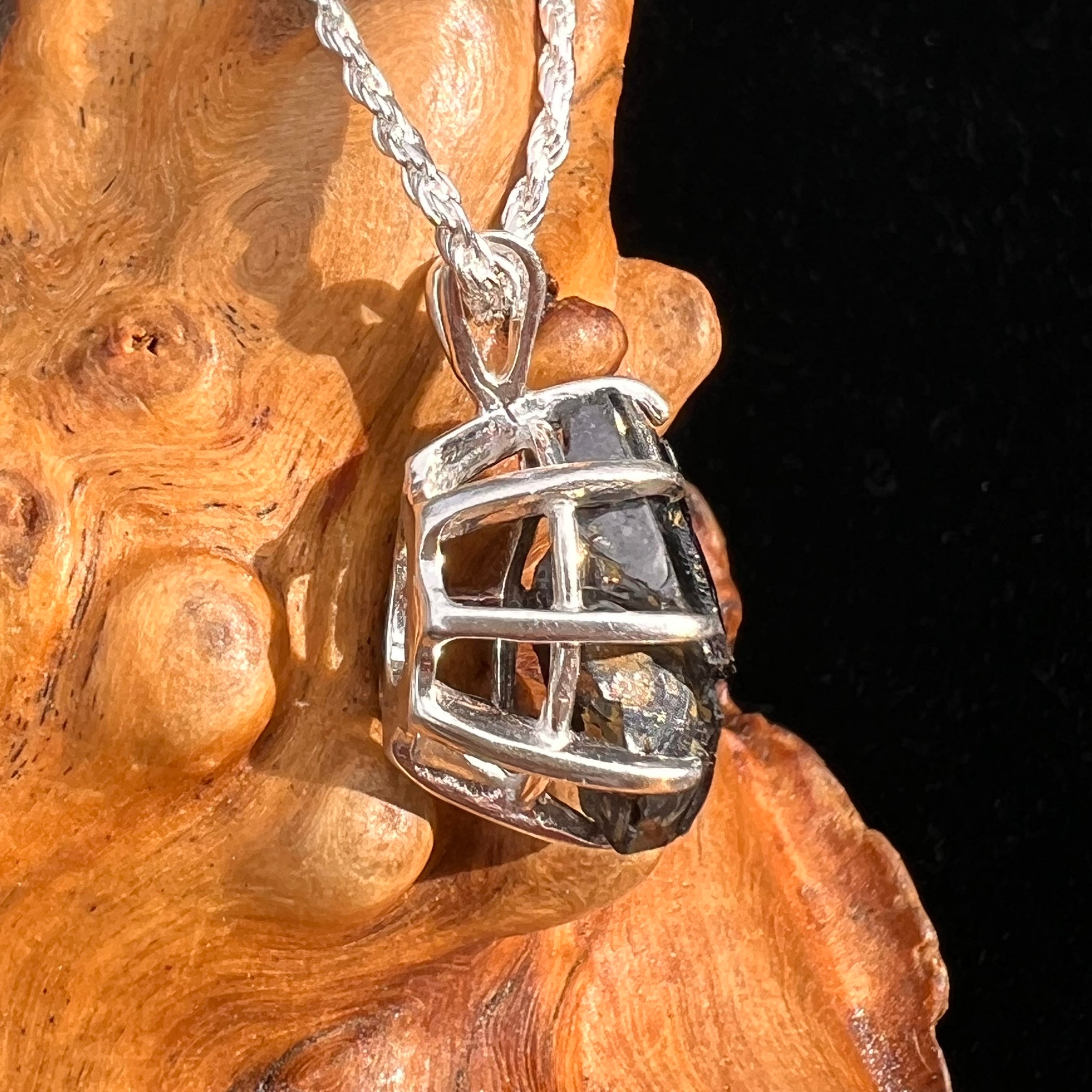 Raw Shungite Pendant Silver Elite Noble #7190-Moldavite Life