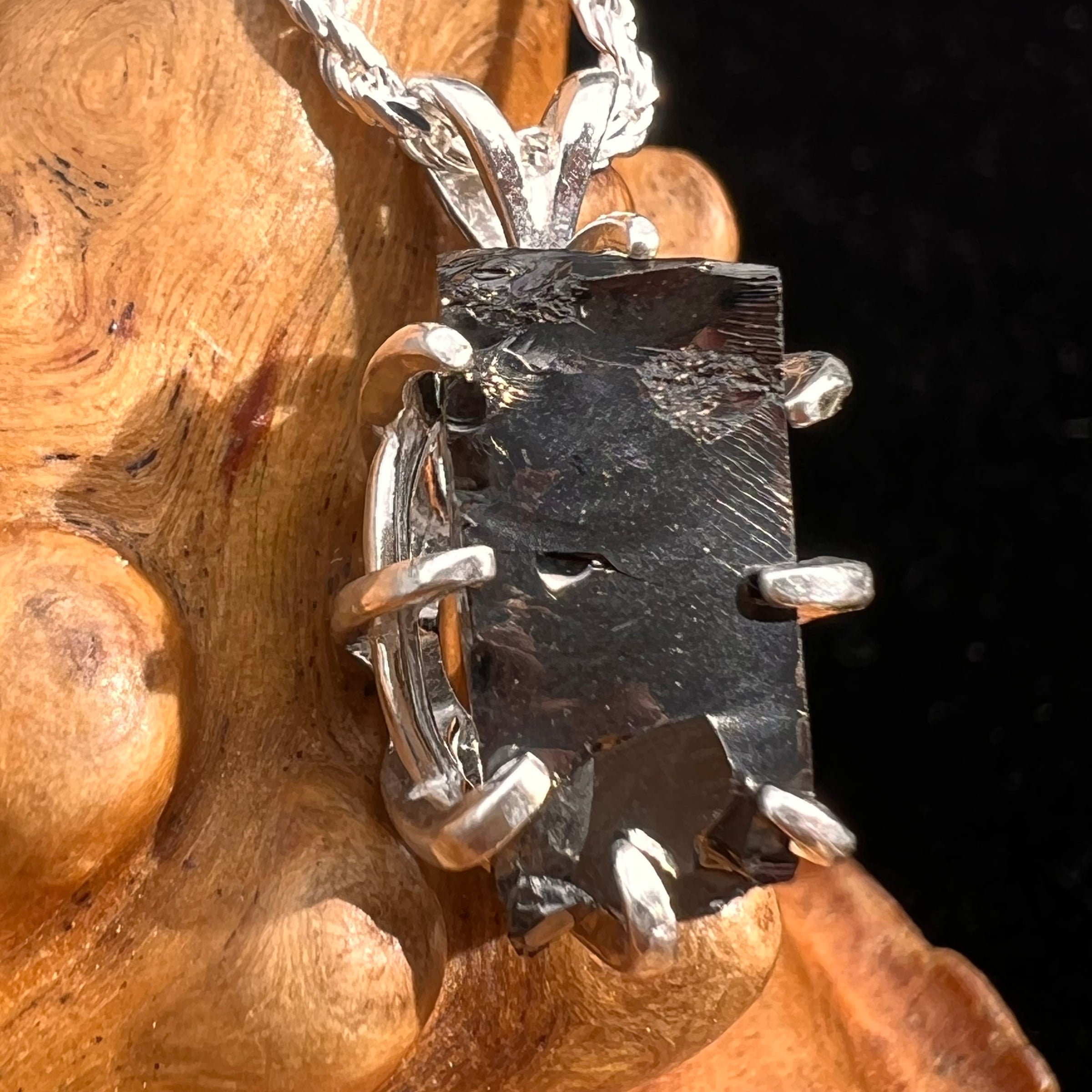 Raw Shungite Pendant Silver Elite Noble #7194-Moldavite Life