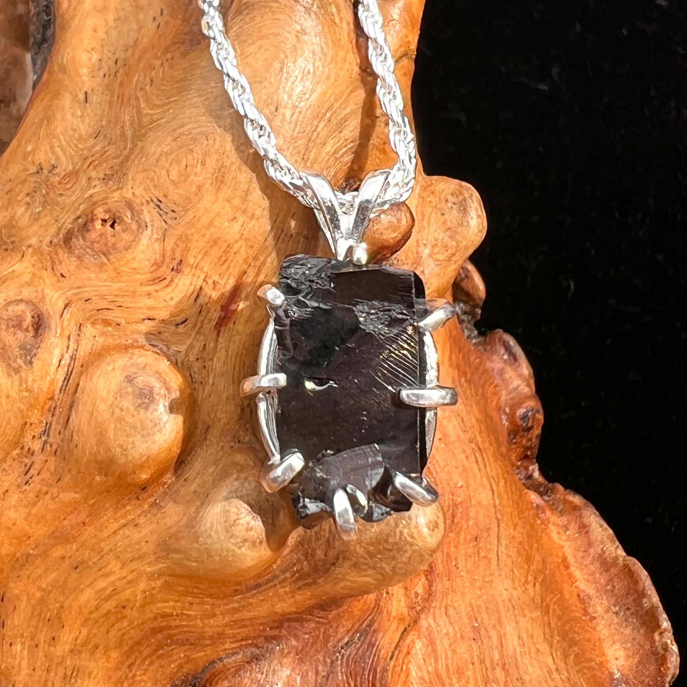 Raw Shungite Pendant Silver Elite Noble #7194-Moldavite Life