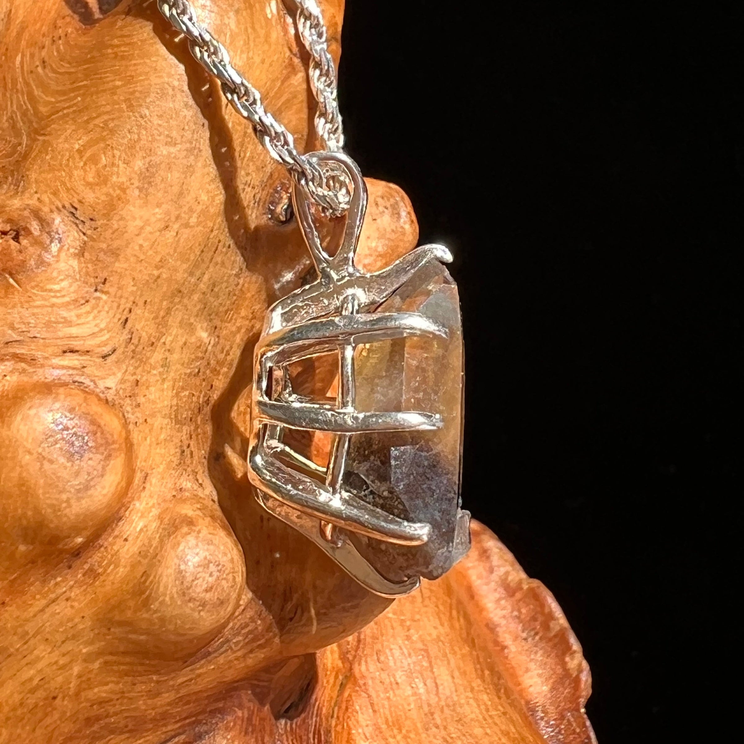 Raw Smoky Citrine Crystal Pendant Sterling #6759-Moldavite Life