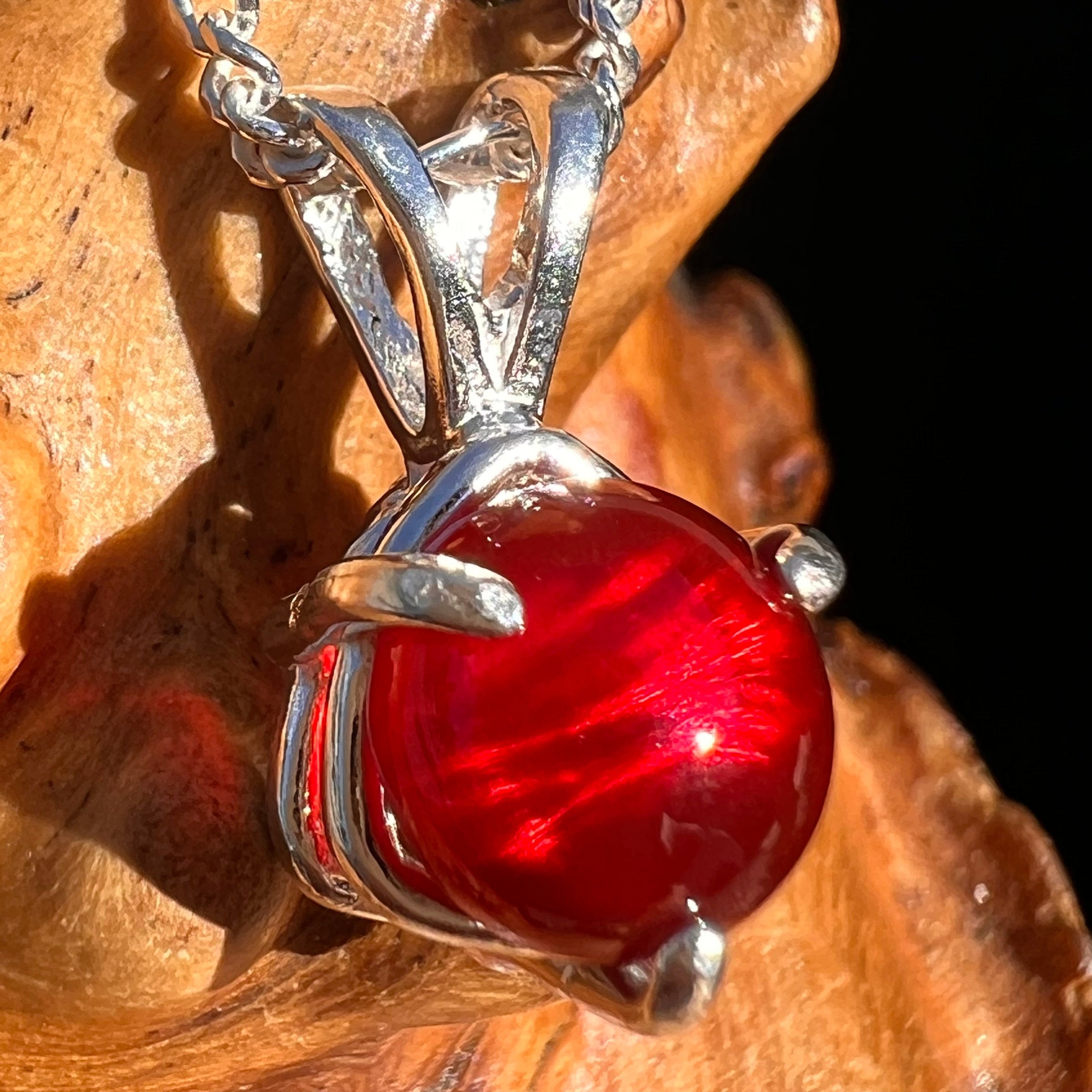 Red Carnelian Pendant Sterling Silver #6498-Moldavite Life