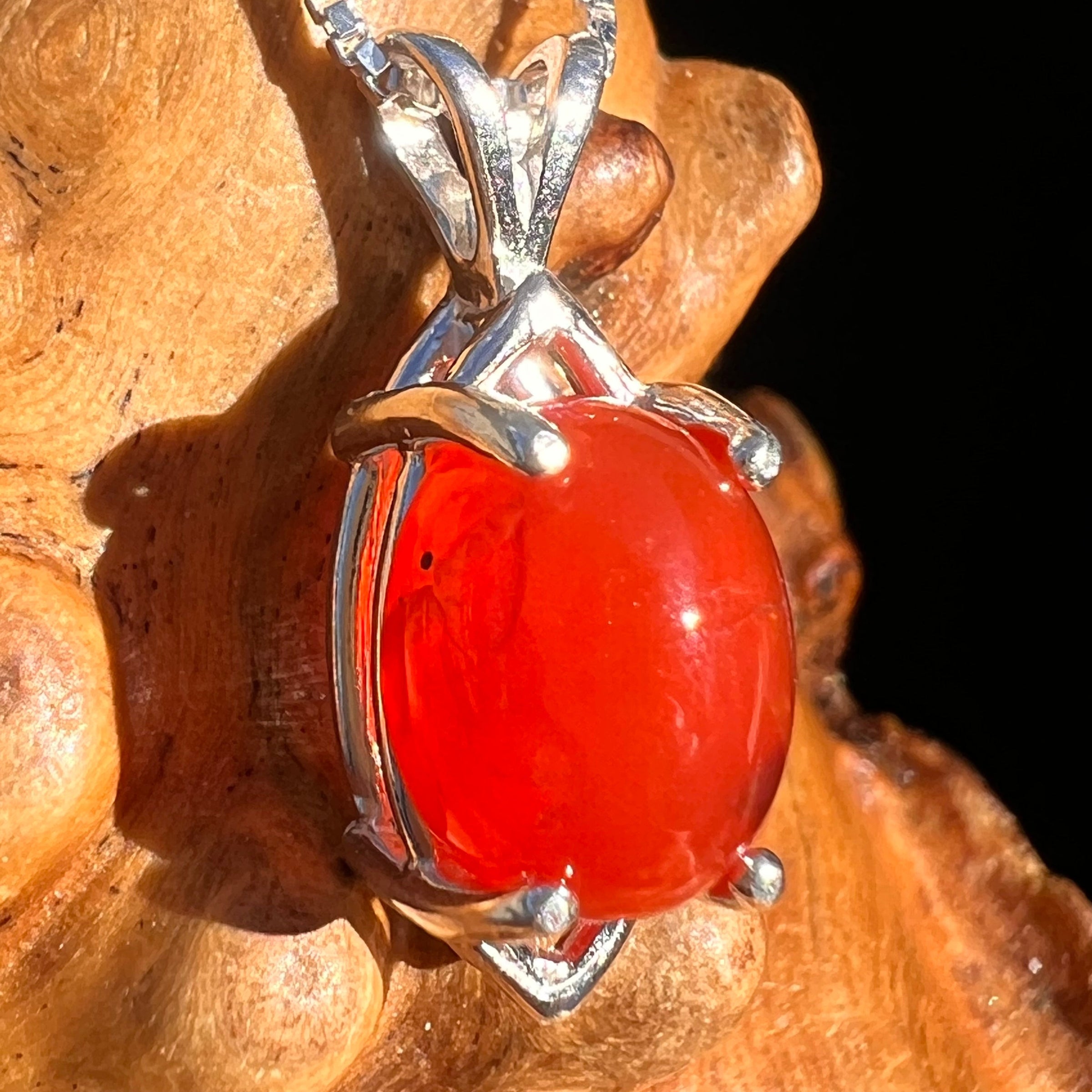 Red Carnelian Pendant Sterling Silver #6499-Moldavite Life