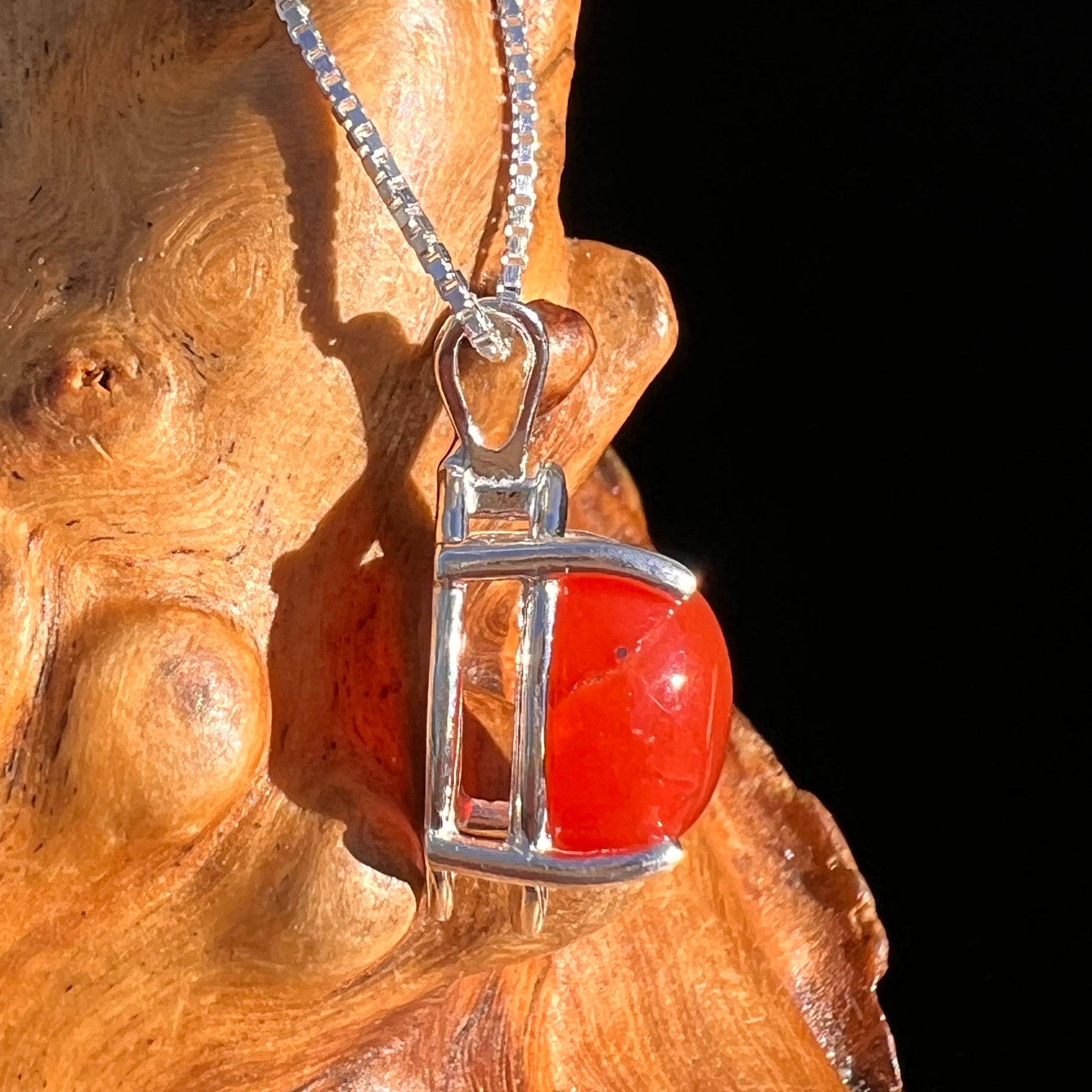 Red Carnelian Pendant Sterling Silver #6499-Moldavite Life