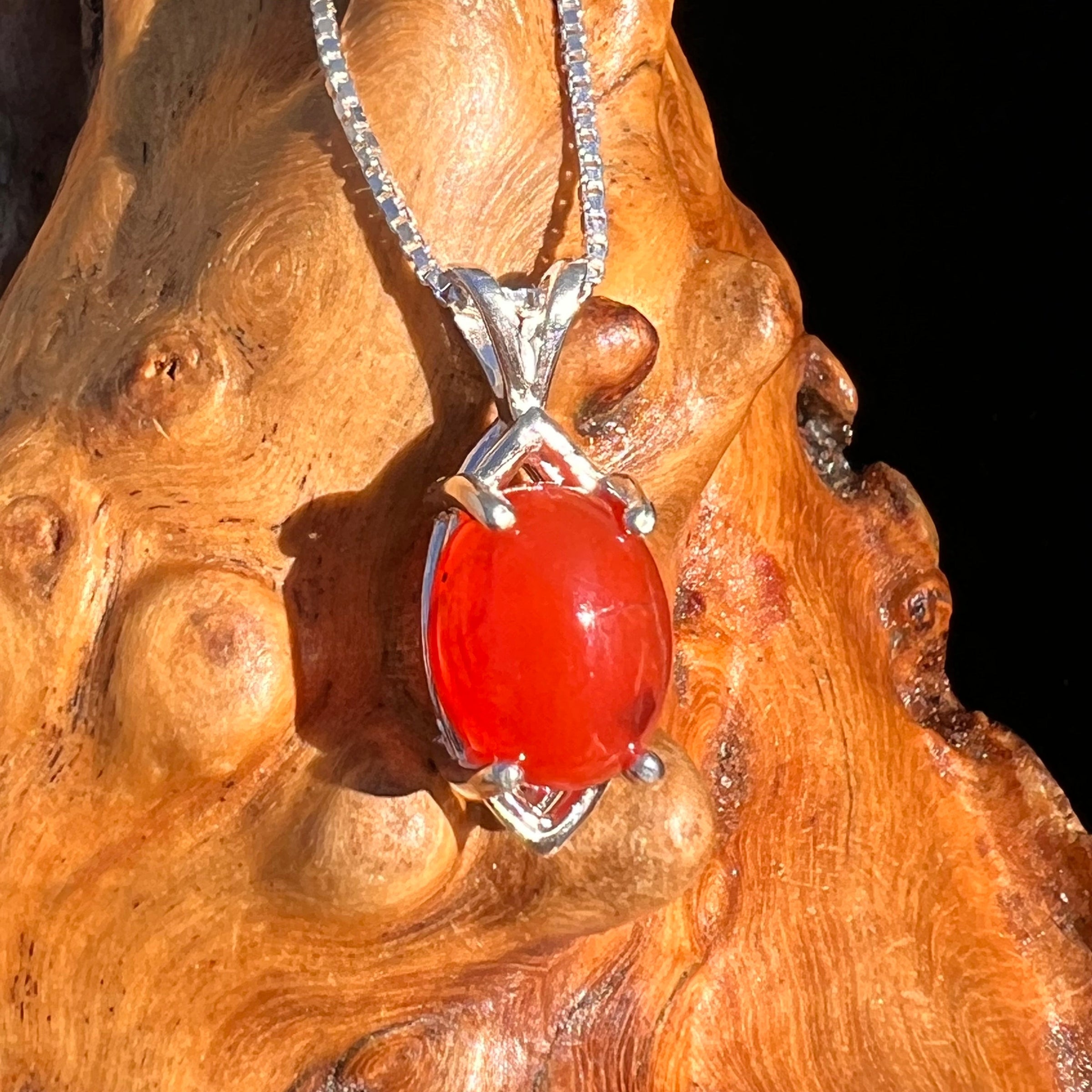 Red Carnelian Pendant Sterling Silver #6499-Moldavite Life