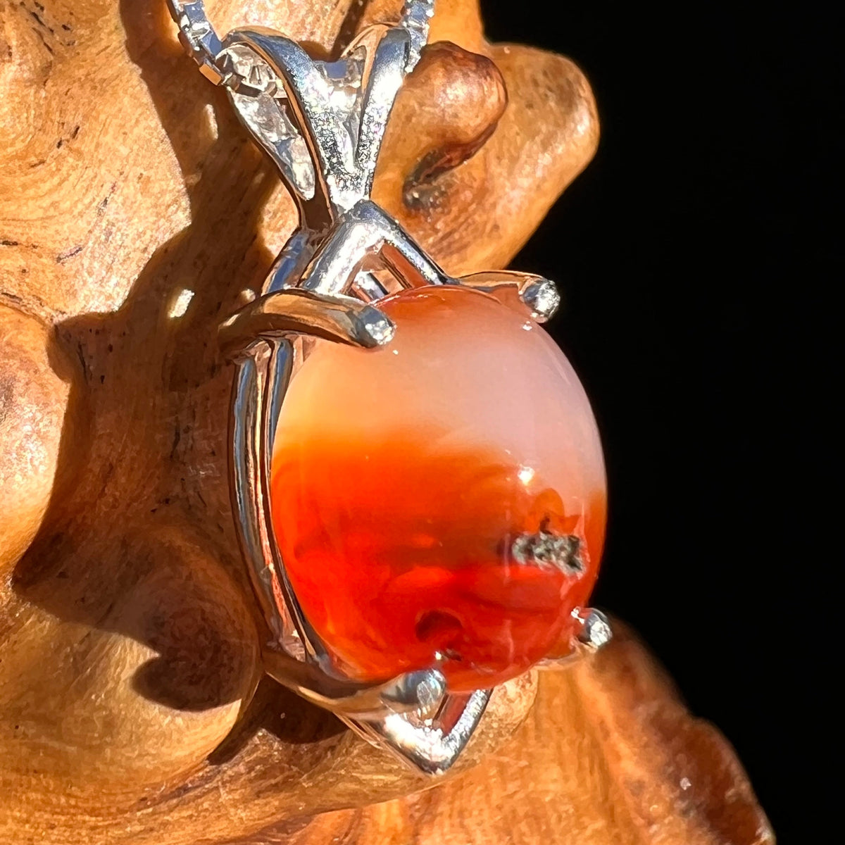 Red Carnelian Pendant Sterling Silver #6500-Moldavite Life