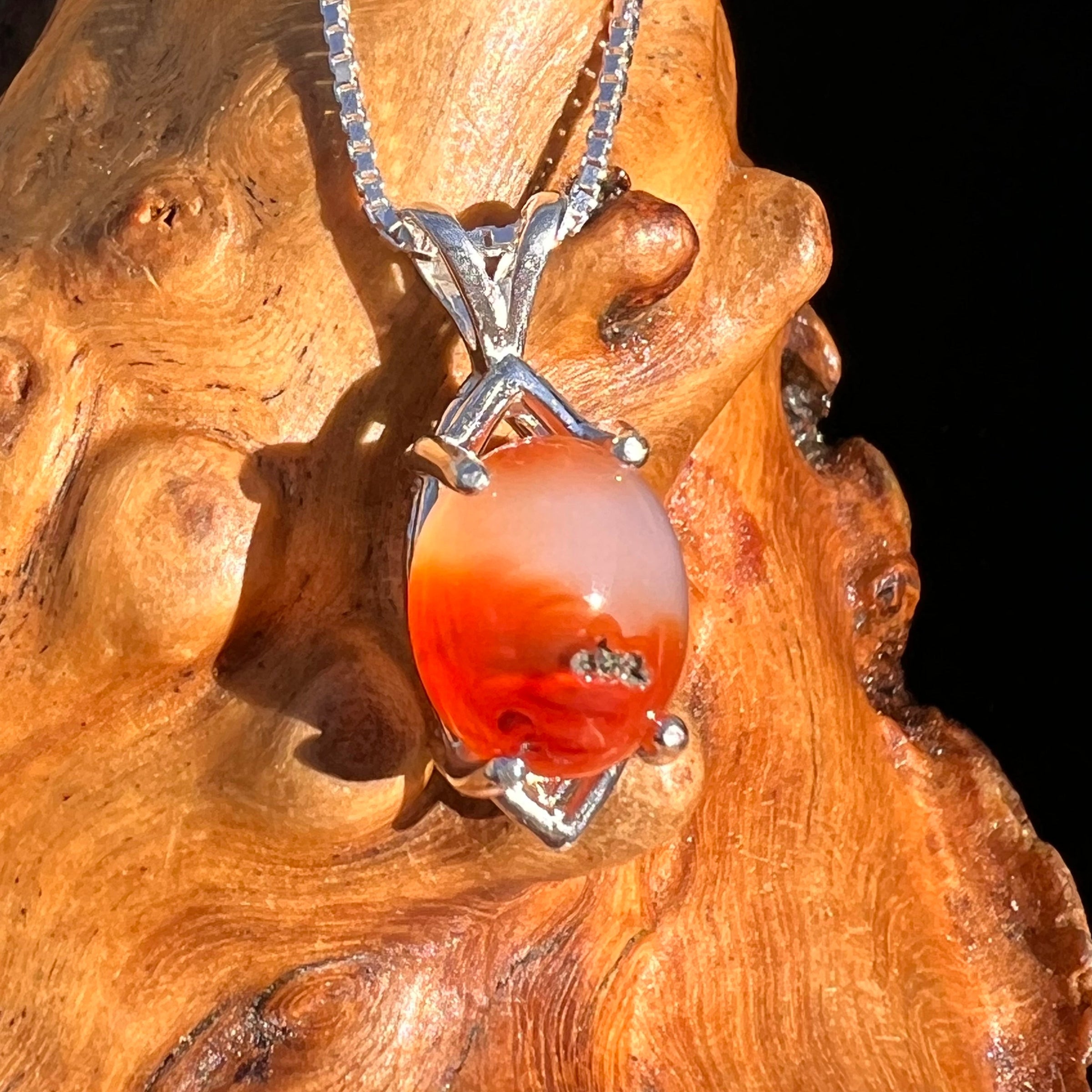Red Carnelian Pendant Sterling Silver #6500-Moldavite Life