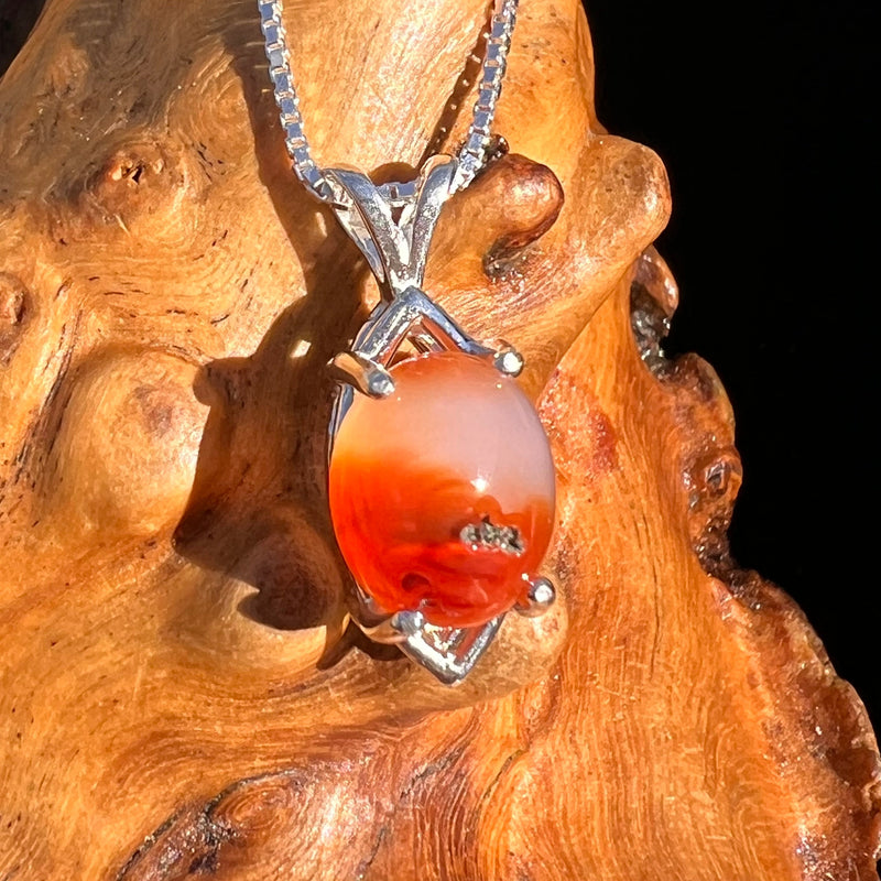 Red Carnelian Pendant Sterling Silver #6500-Moldavite Life