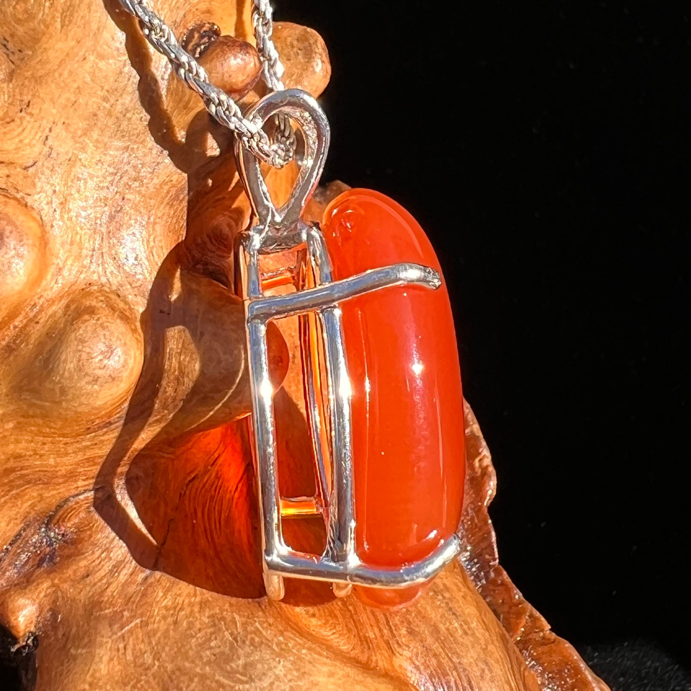 Red Carnelian Pendant Sterling Silver #6501-Moldavite Life