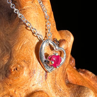 Red Ruby Heart Necklace Sterling Silver #8202-Moldavite Life