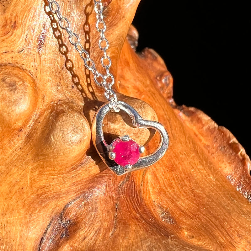 Red Ruby Heart Necklace Sterling Silver #8202-Moldavite Life