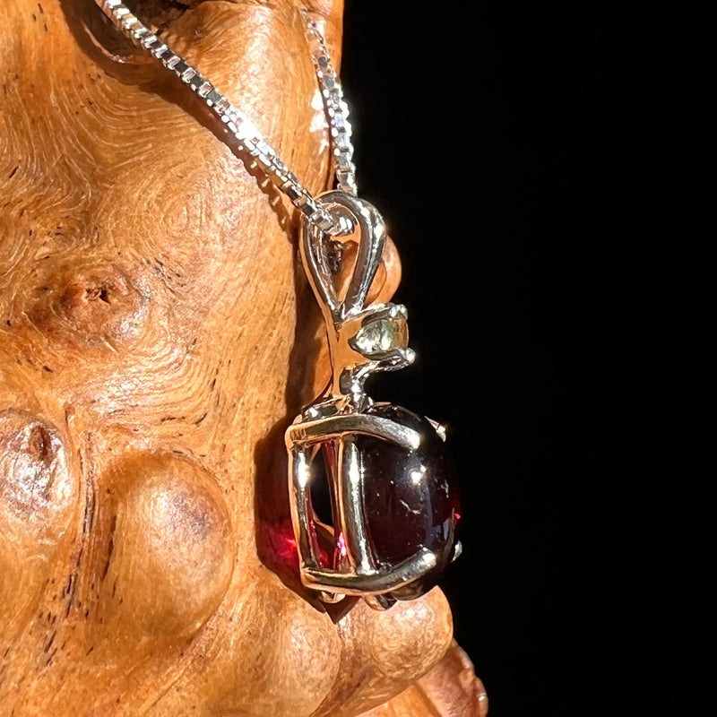 Red Spessartine Garnet & Moldavite Necklace Sterling #6627-Moldavite Life