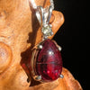 Red Spessartine Garnet & Moldavite Necklace Sterling #7868-Moldavite Life