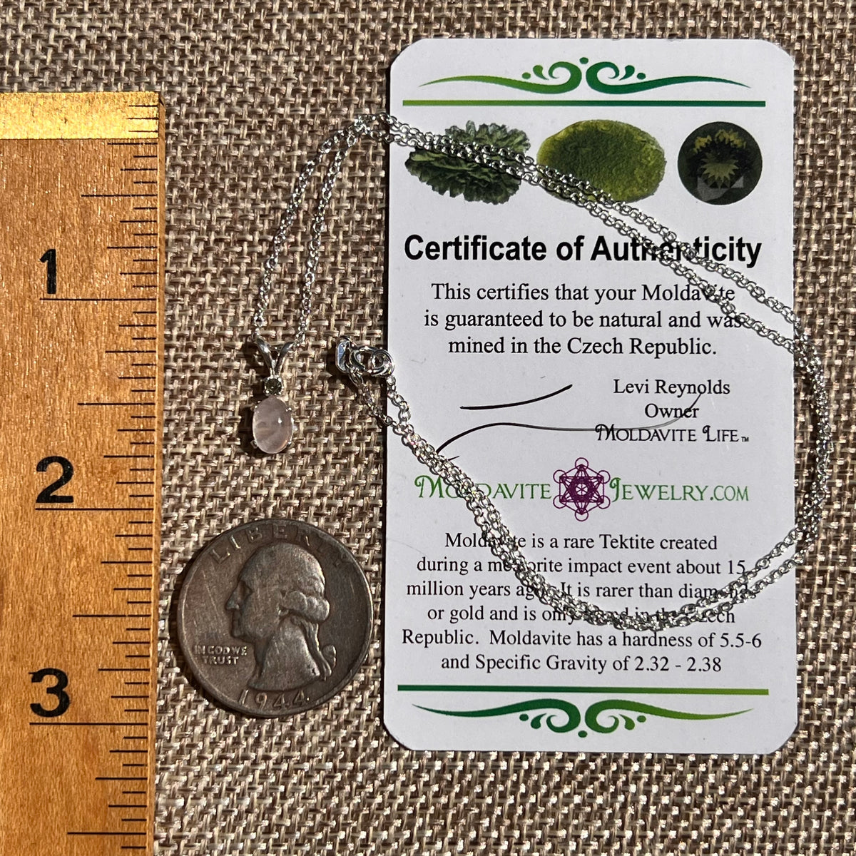 Rose Quartz & Moldavite Necklace Sterling Silver #8688-Moldavite Life