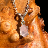 Rose Quartz & Moldavite Necklace Sterling Silver #8688-Moldavite Life