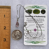 Rubellite Pink Tourmaline & Moldavite Necklace Sterling #5161-Moldavite Life