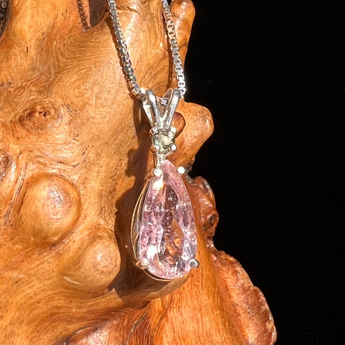 Rubellite Pink Tourmaline & Moldavite Necklace Sterling #5161-Moldavite Life