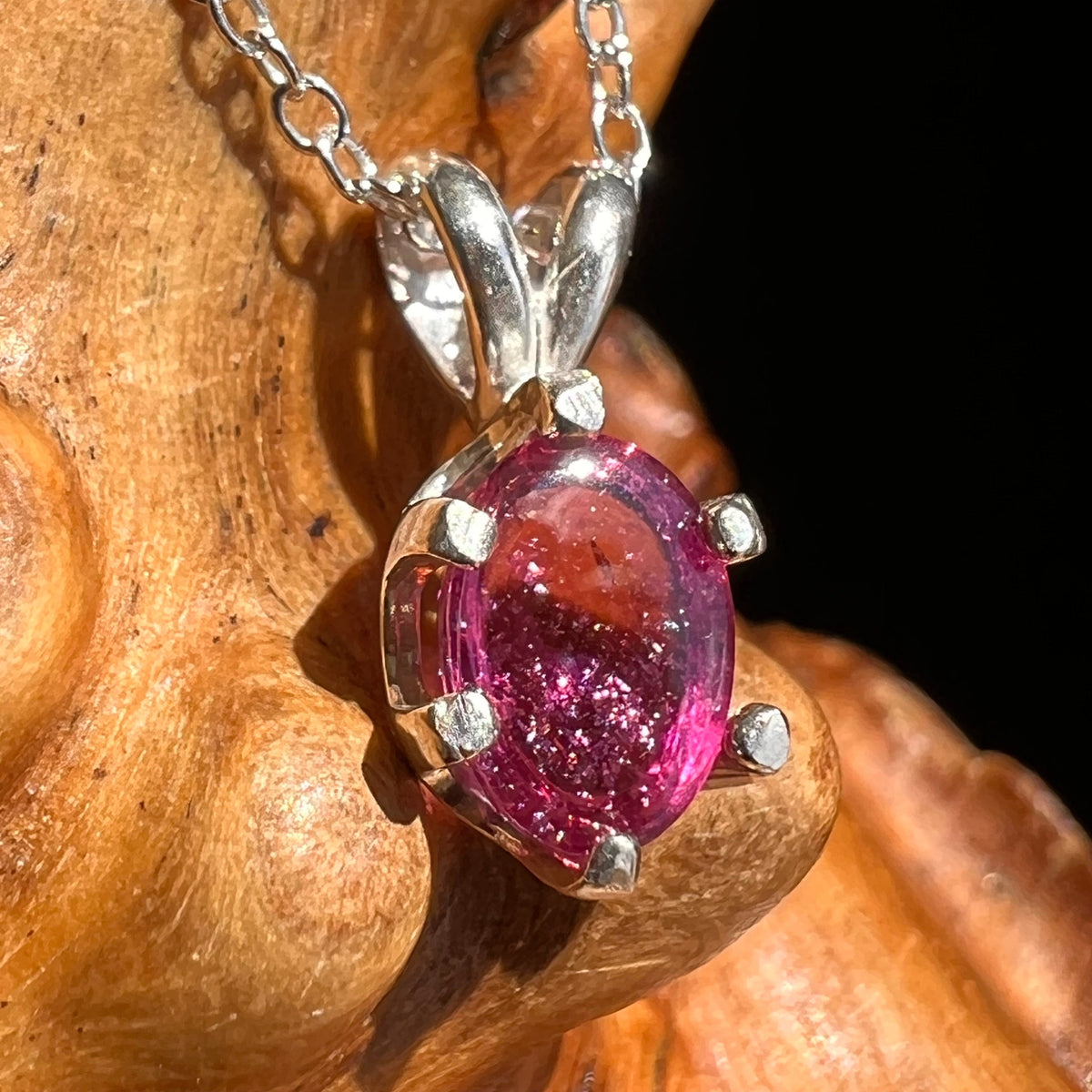 Rubellite Pink Tourmaline Necklace Sterling #5150-Moldavite Life
