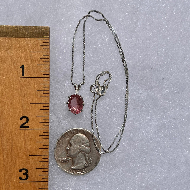 Rubellite Pink Tourmaline Necklace Sterling #5156-Moldavite Life