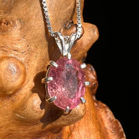 Rubellite Pink Tourmaline Necklace Sterling #5156-Moldavite Life