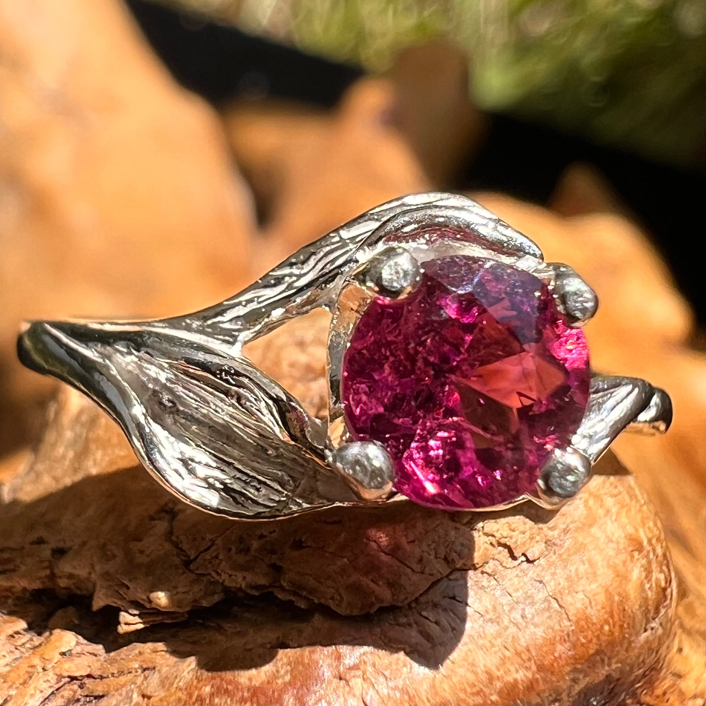 Rubellite Pink Tourmaline Ring Sterling Silver #5144-Moldavite Life