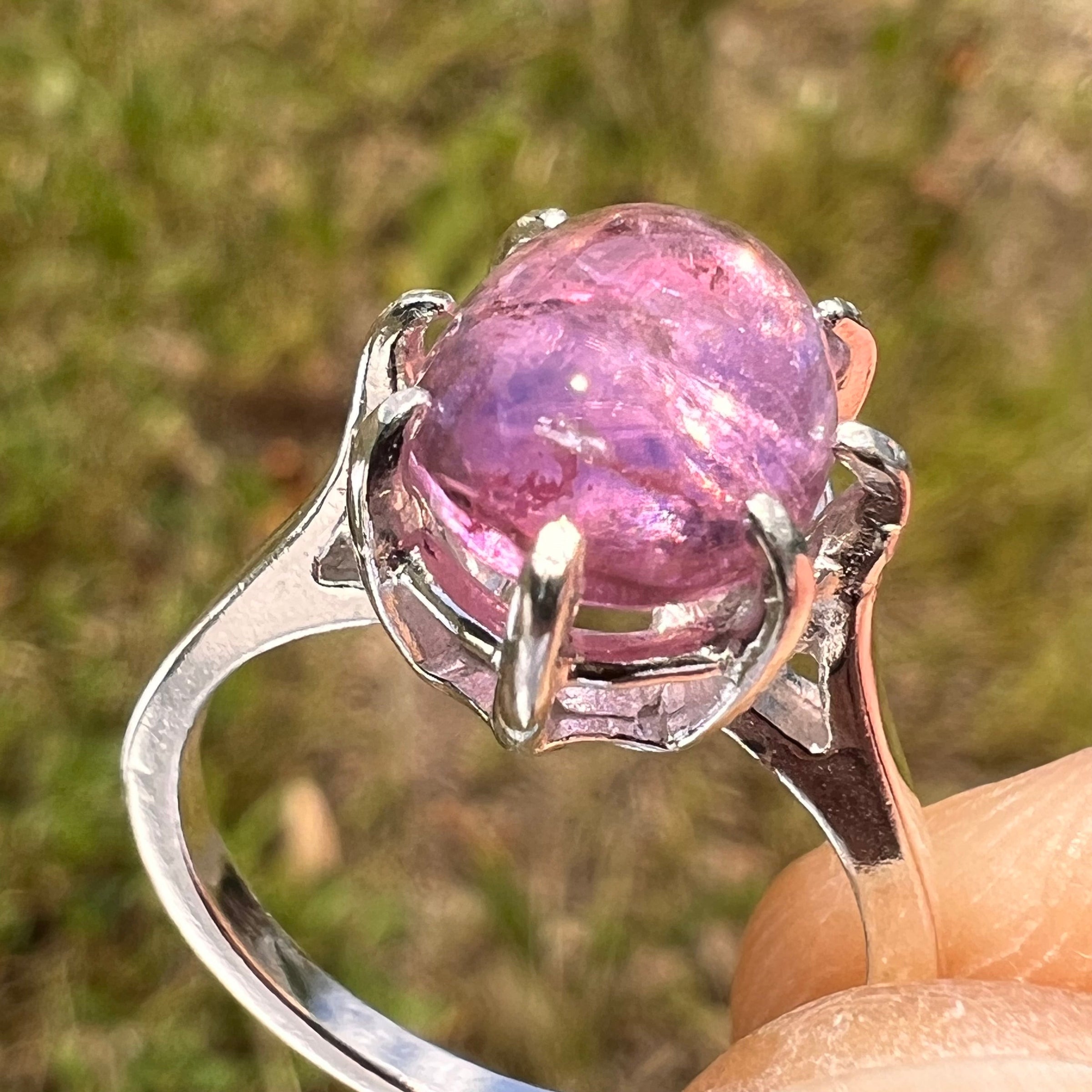 Rubellite Pink Tourmaline Ring Sterling Silver #5149-Moldavite Life