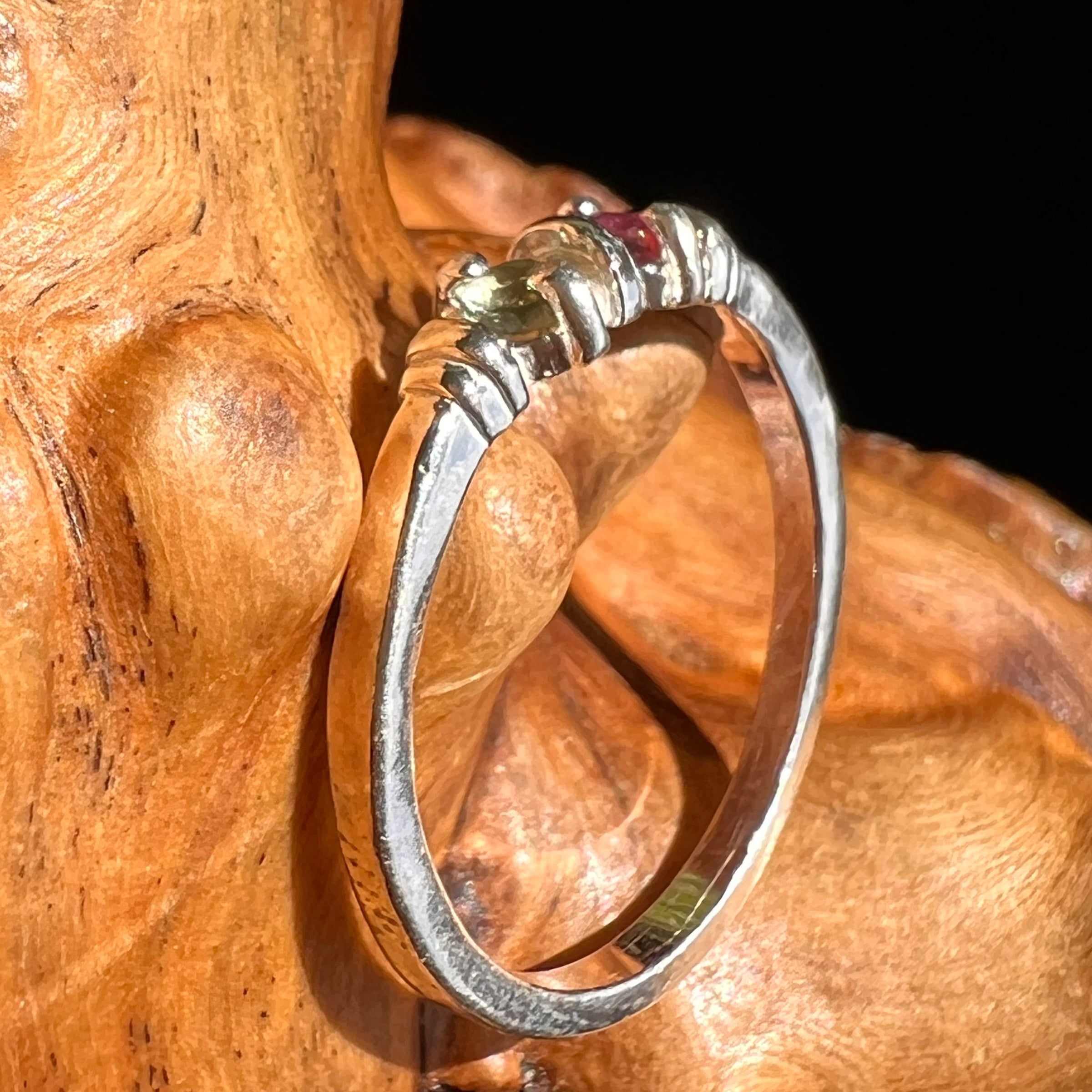 Ruby & Moldavite Ring Sterling Silver Size 7 #5117-Moldavite Life