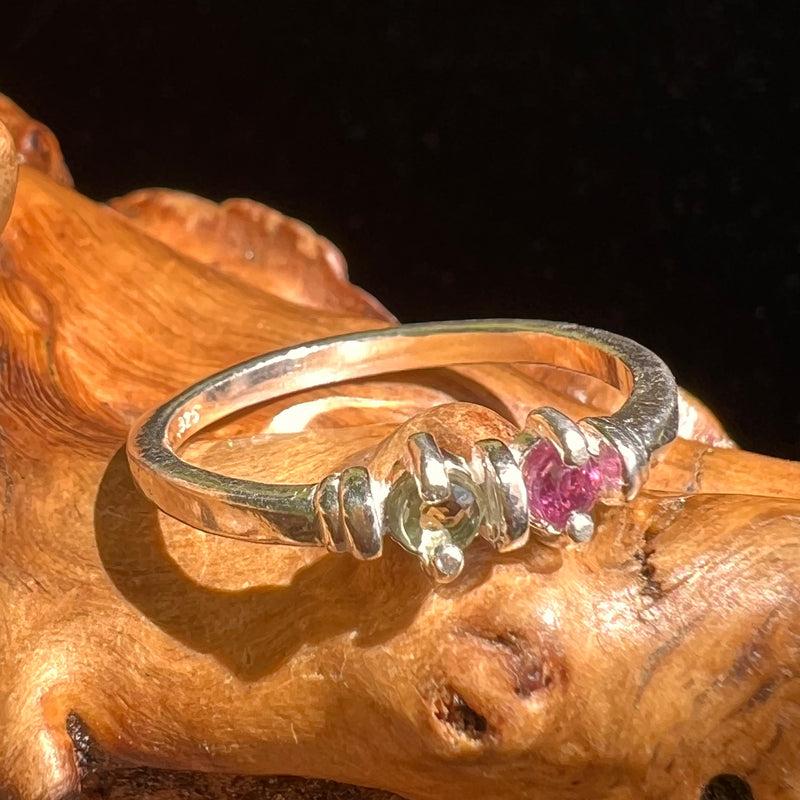 Ruby & Moldavite Ring Sterling Silver Size 7 #5117-Moldavite Life