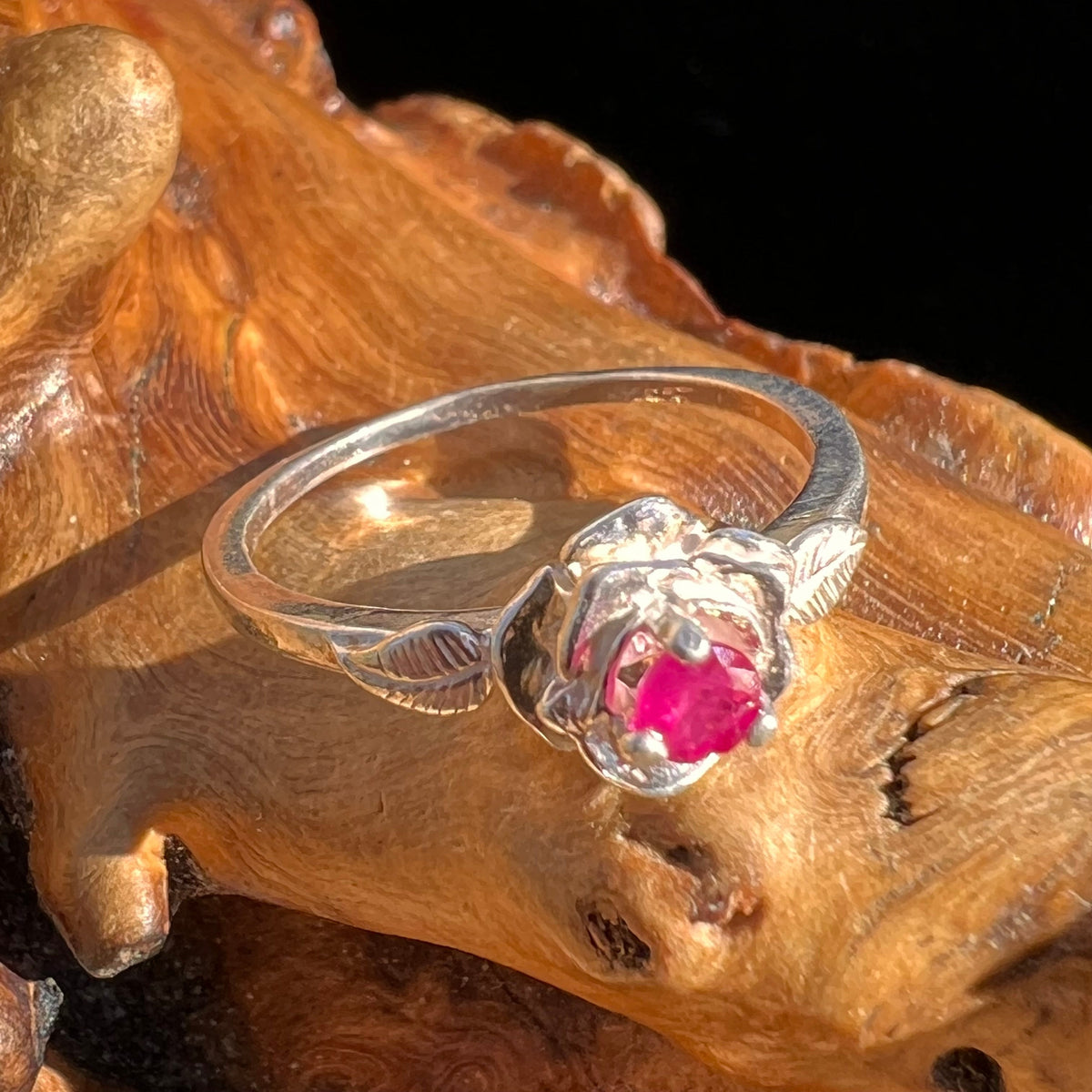 Ruby Rose Ring Sterling Silver Size #3922-Moldavite Life