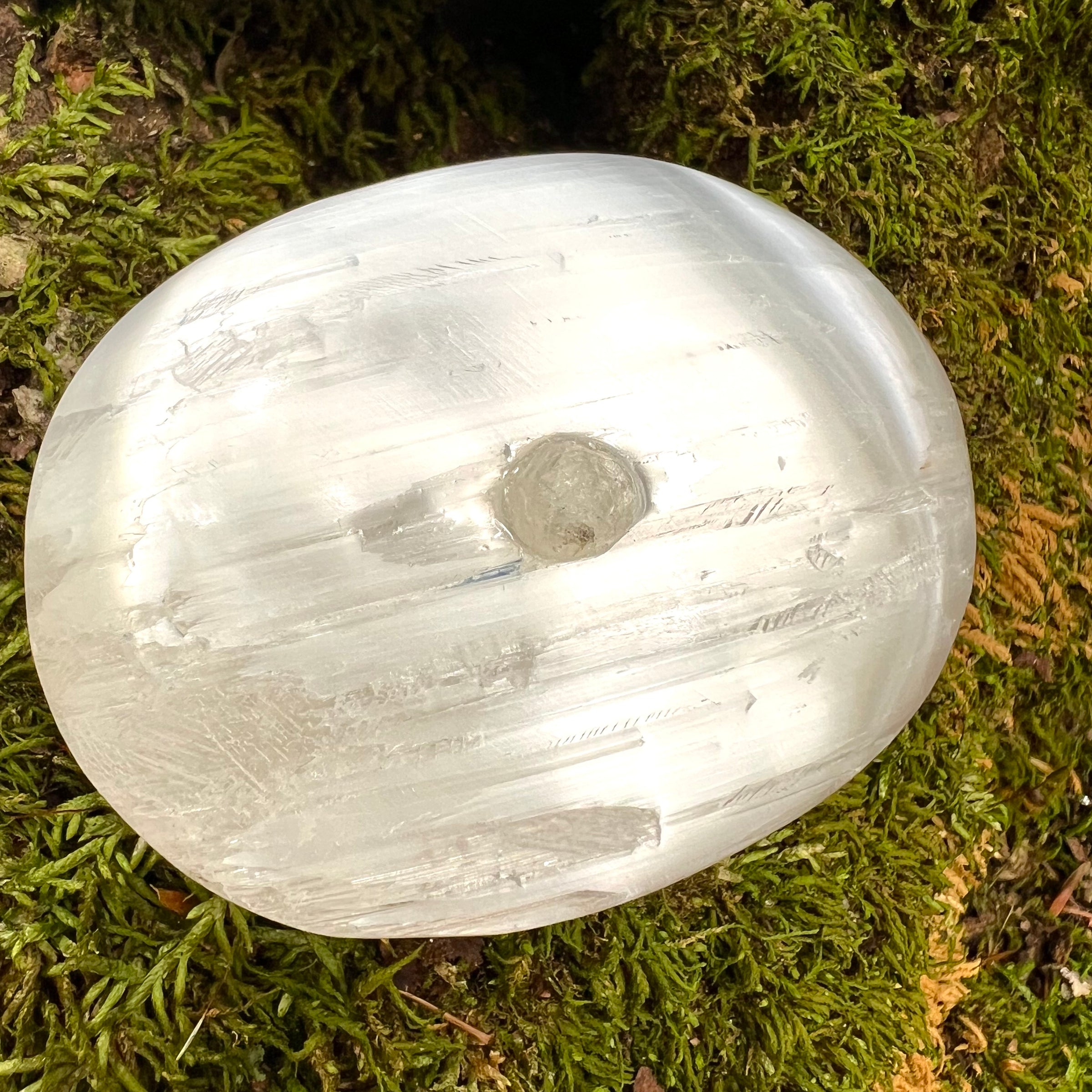 Selenite & Phenakite Palm Stone for Energy Clearing #1-Moldavite Life