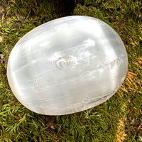 Selenite & Phenakite Palm Stone for Energy Clearing #2-Moldavite Life