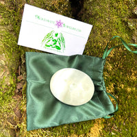 Selenite & Phenakite Palm Stone for Energy Clearing #3-Moldavite Life
