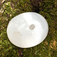 Selenite & Phenakite Palm Stone for Energy Clearing #3-Moldavite Life