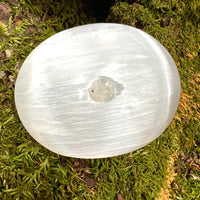 Selenite & Phenakite Palm Stone for Energy Clearing #5-Moldavite Life