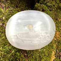Selenite & Phenakite Palm Stone for Energy Clearing #6-Moldavite Life