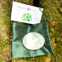 Selenite & Phenakite Palm Stone for Energy Clearing #7-Moldavite Life