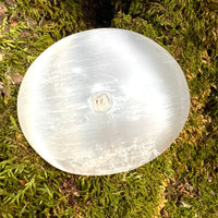 Selenite & Phenakite Palm Stone for Energy Clearing #7-Moldavite Life