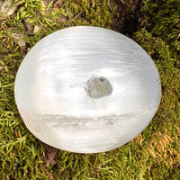 Selenite & Phenakite Palm Stone for Energy Clearing #8-Moldavite Life