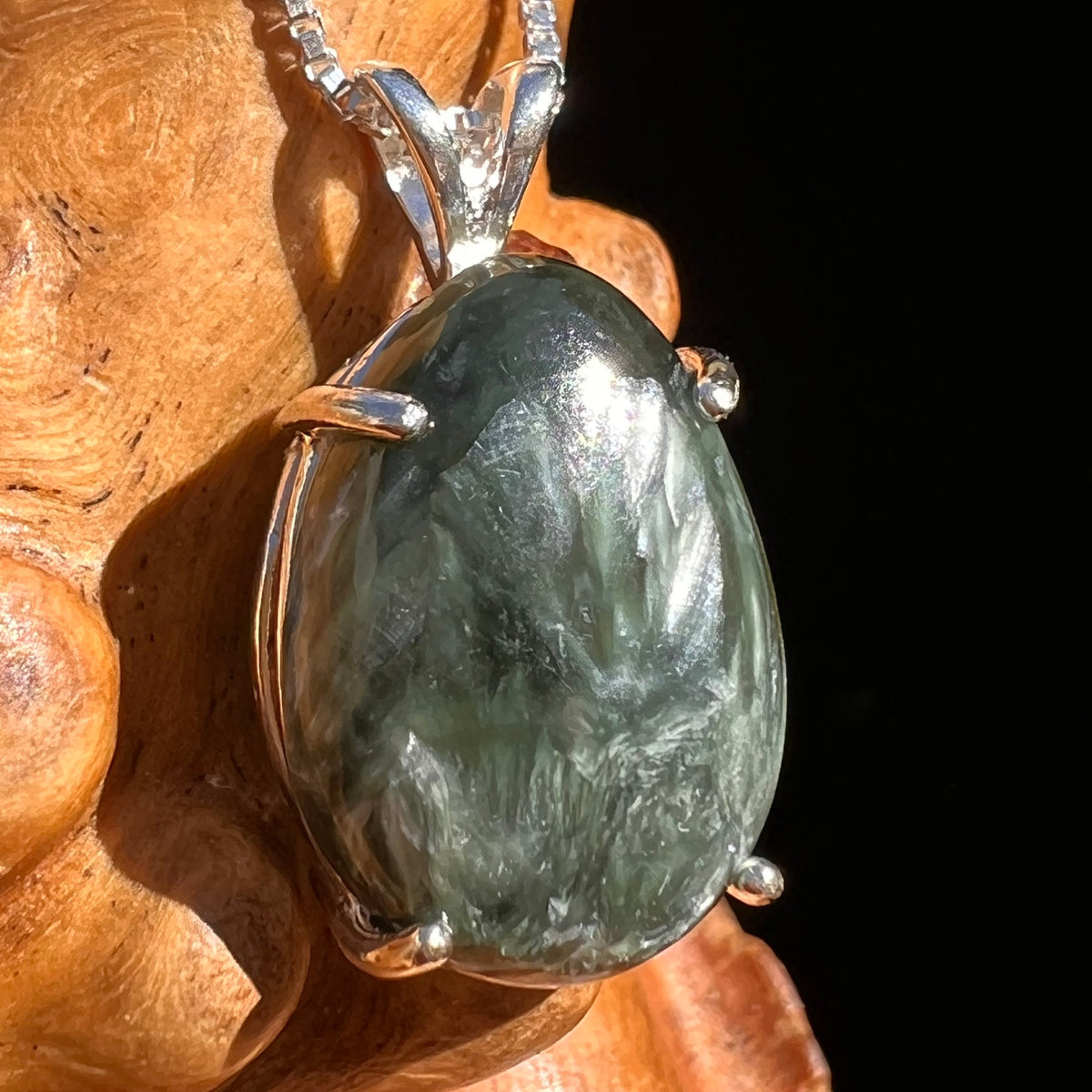 Seraphinite Pendant Sterling Silver #6557-Moldavite Life