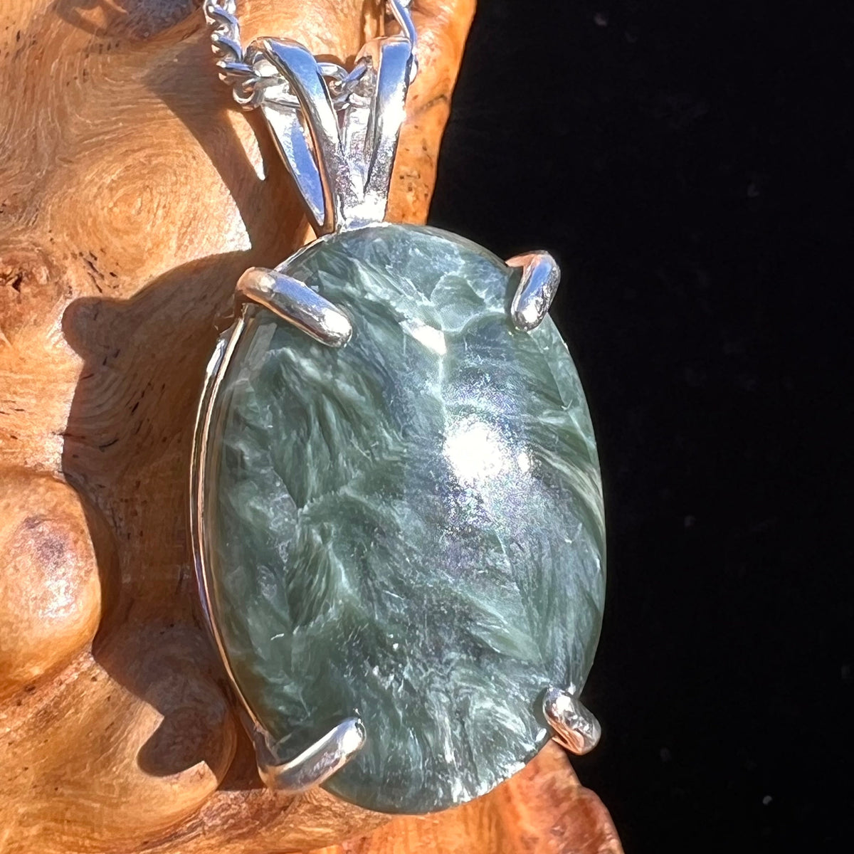 Seraphinite Pendant Sterling Silver #6568-Moldavite Life