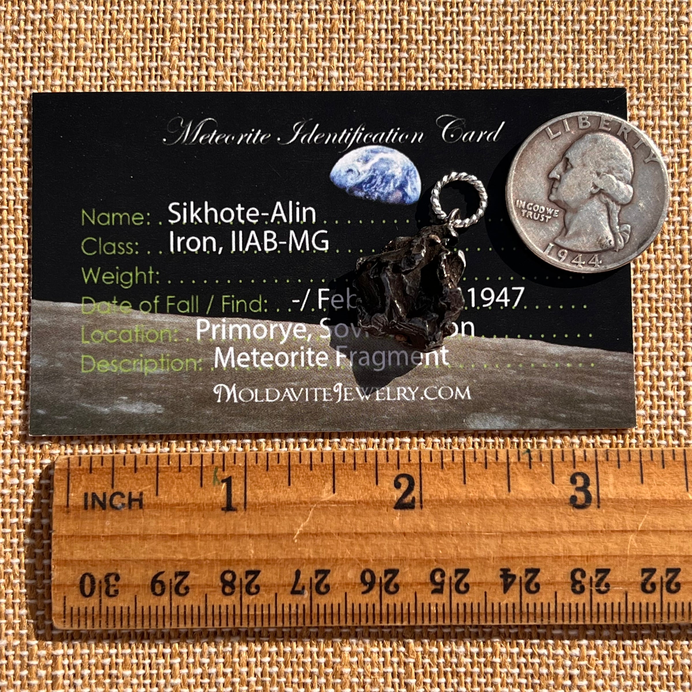 Sikhote Alin Meteorite Pendant Sterling Silver #7401-Moldavite Life