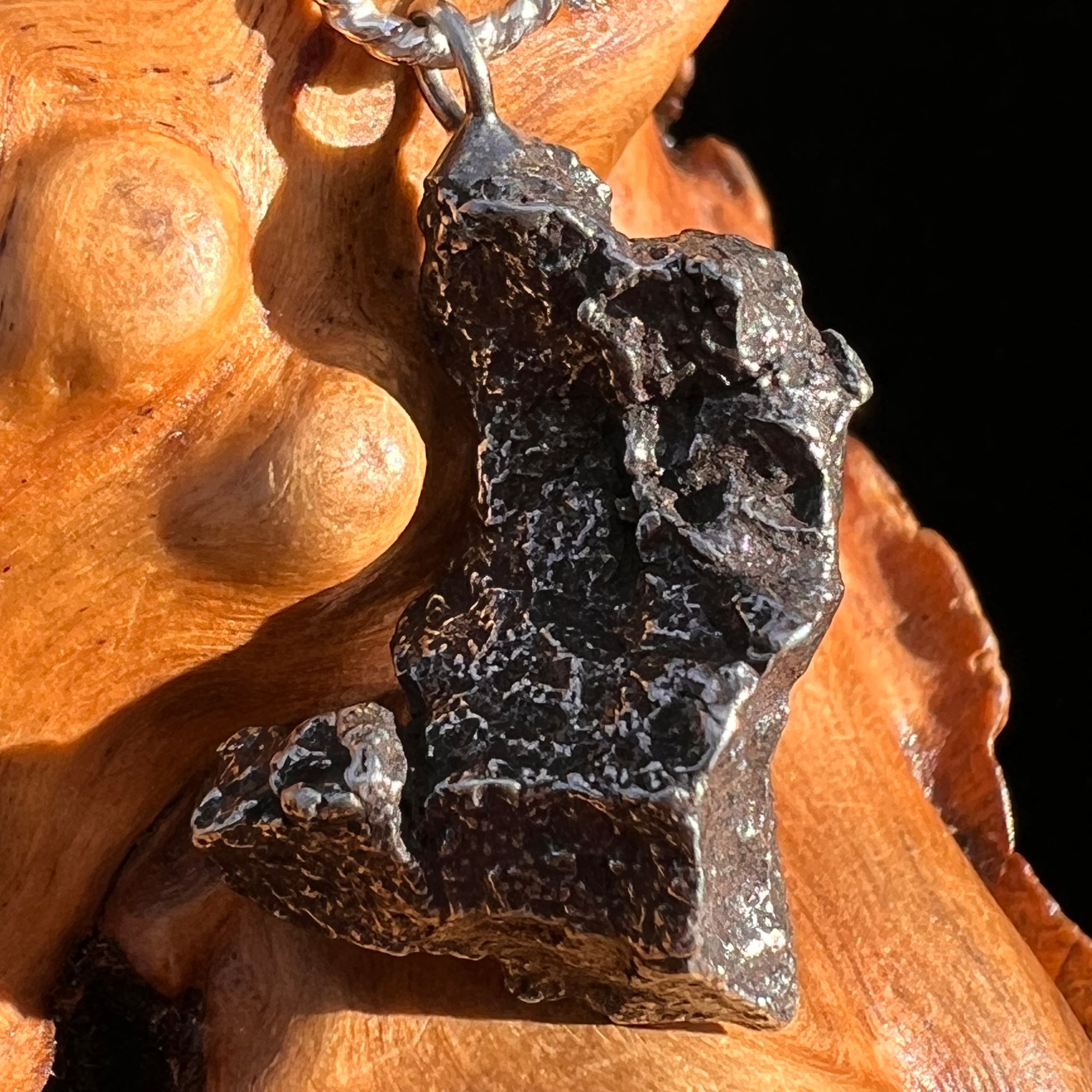 Alienite Stone Sikhote Alin Meteorite Pendant Sterling Silver | Moldavite Life