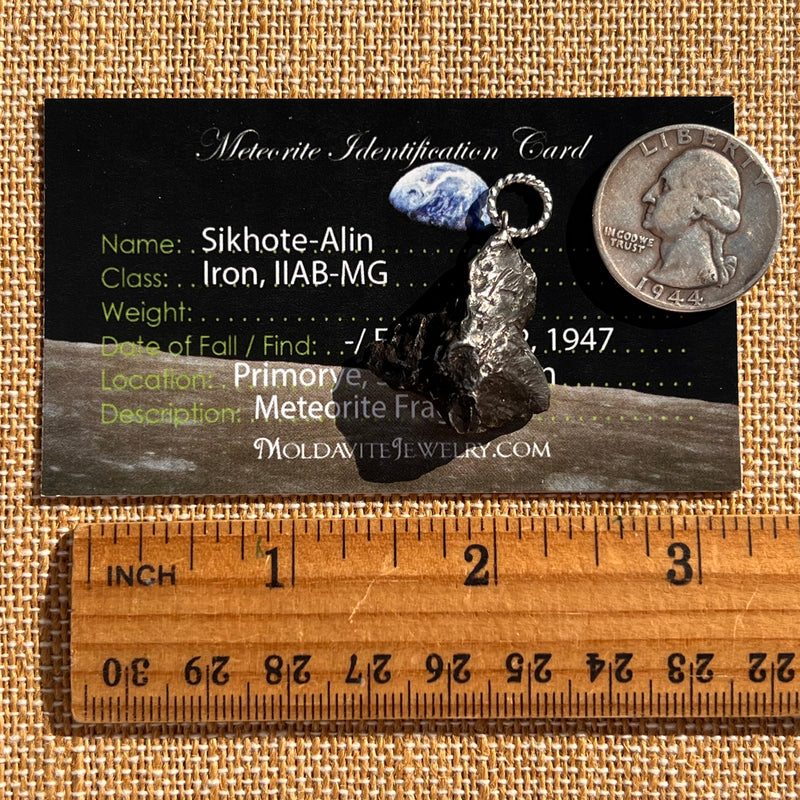 Sikhote Alin Meteorite Pendant Sterling Silver #7405-Moldavite Life