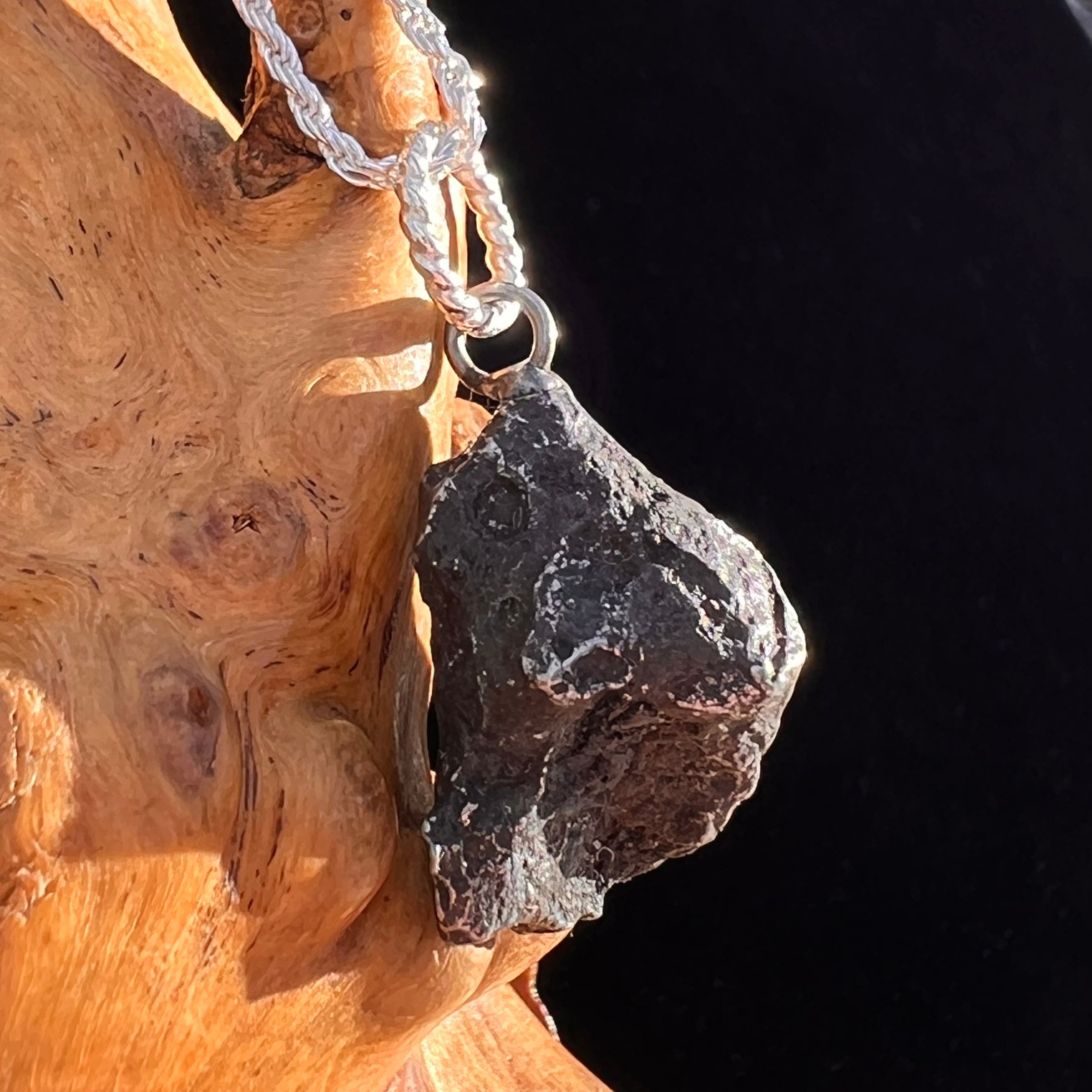 Sikhote Alin Meteorite Pendant Sterling Silver #7407-Moldavite Life