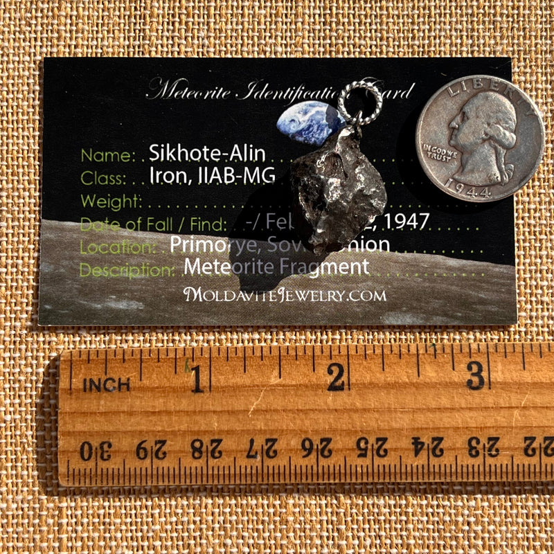 Sikhote Alin Meteorite Pendant Sterling Silver #7410-Moldavite Life