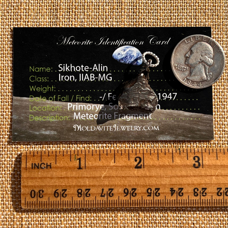 Sikhote Alin Meteorite Pendant Sterling Silver #7412-Moldavite Life