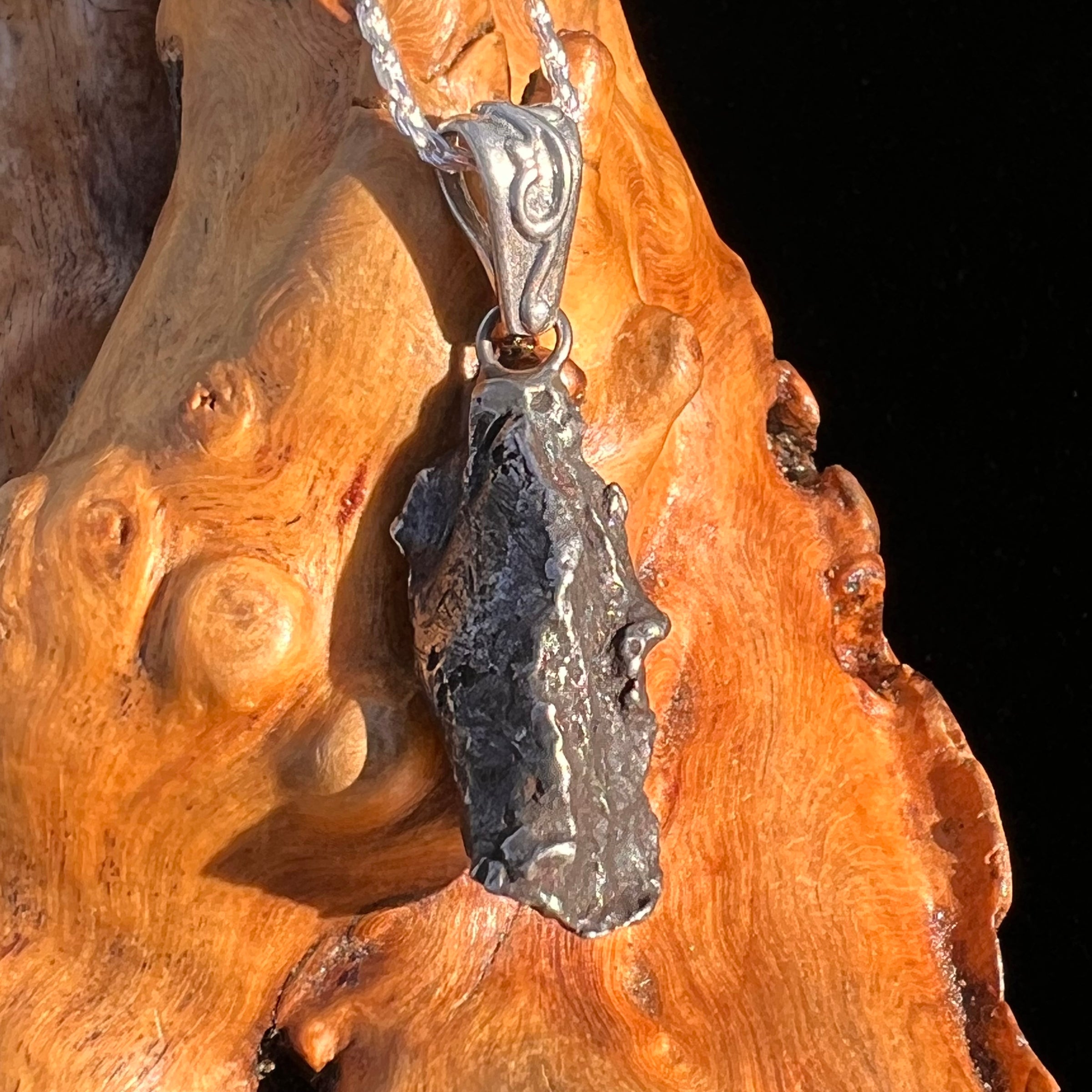 Sikhote Alin Meteorite Pendant Sterling Silver #7413-Moldavite Life