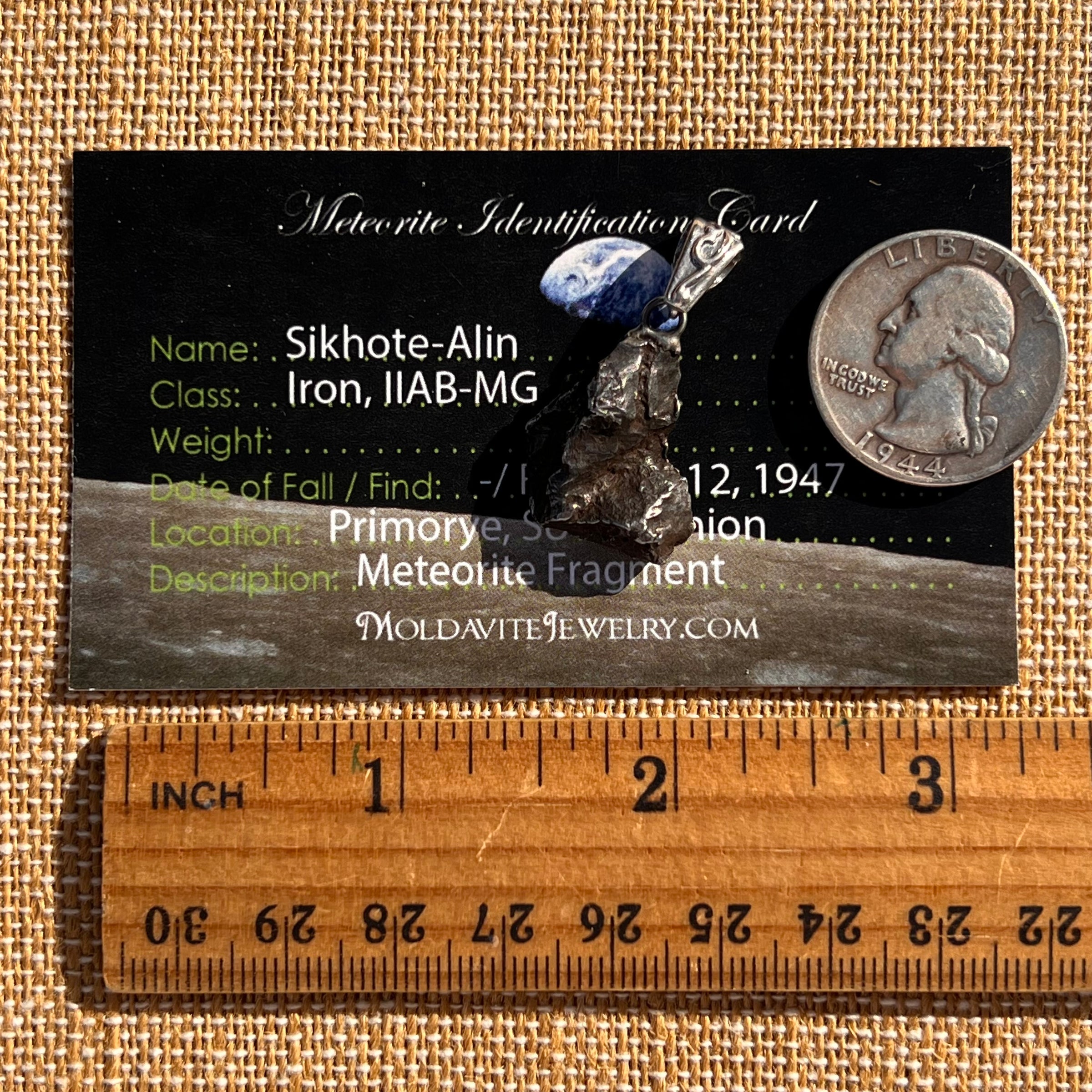 Sikhote Alin Meteorite Pendant Sterling Silver #7432-Moldavite Life